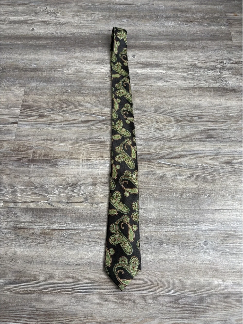 Colours by Alexander Julian Black Tie with Green Paisley Pattern